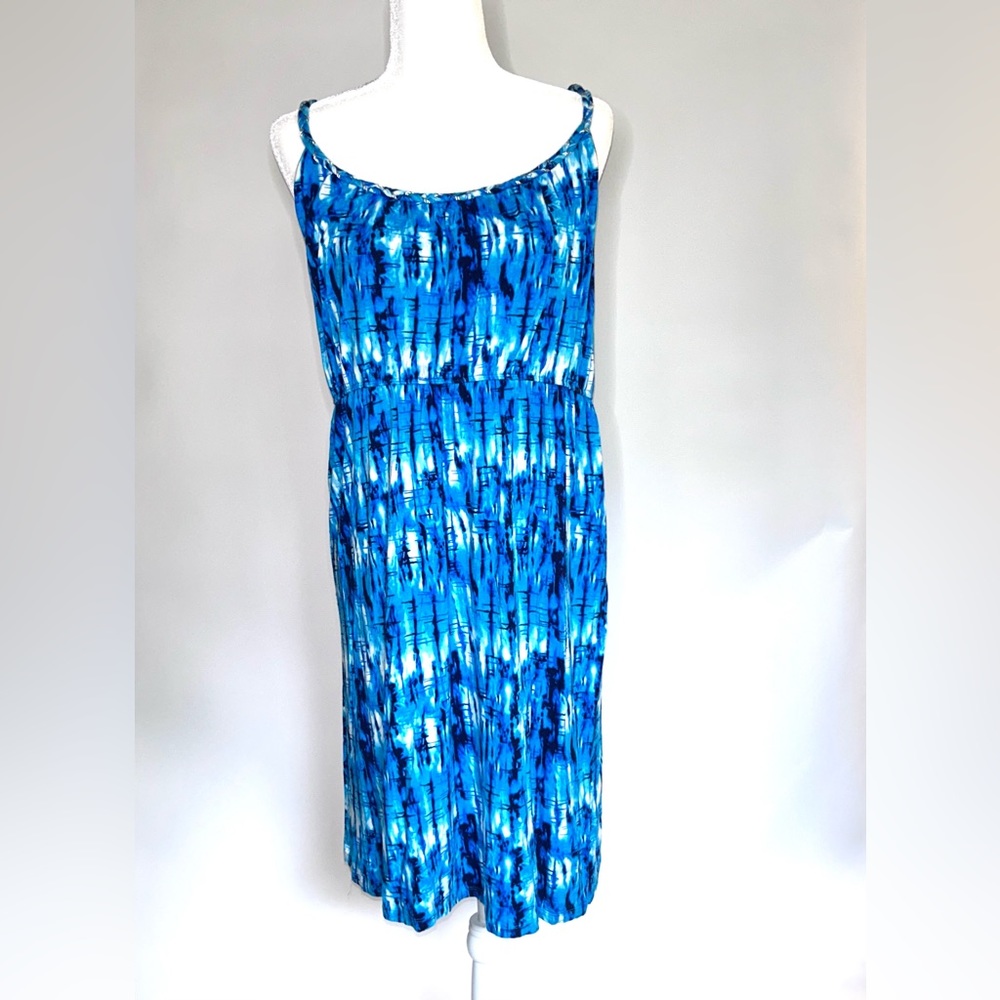 Style &Co. Blue Floral/Tropical Dress Size Large